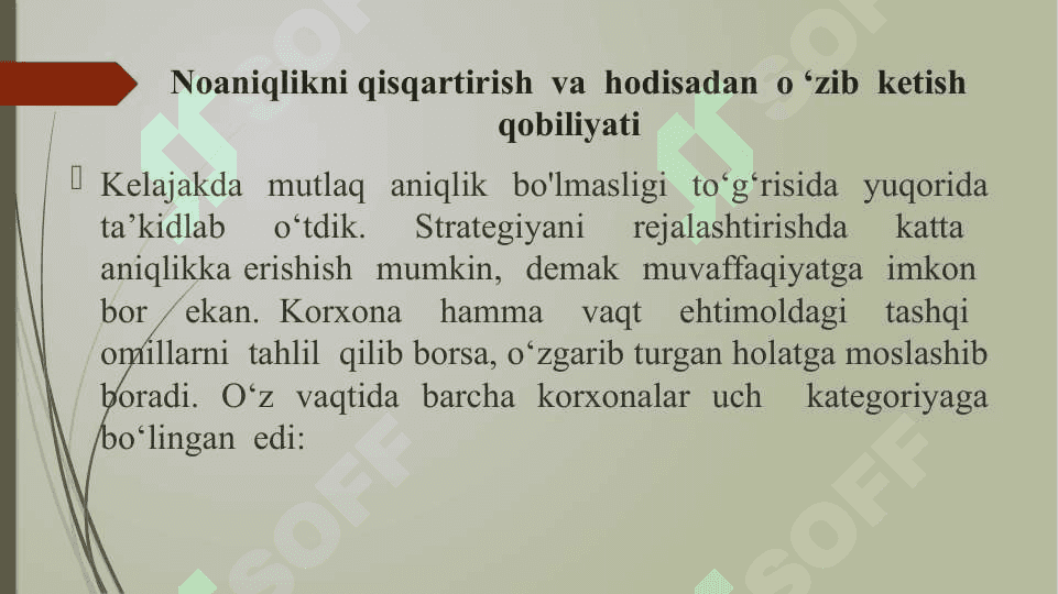 Strategiya yaratishning vazifalari 3