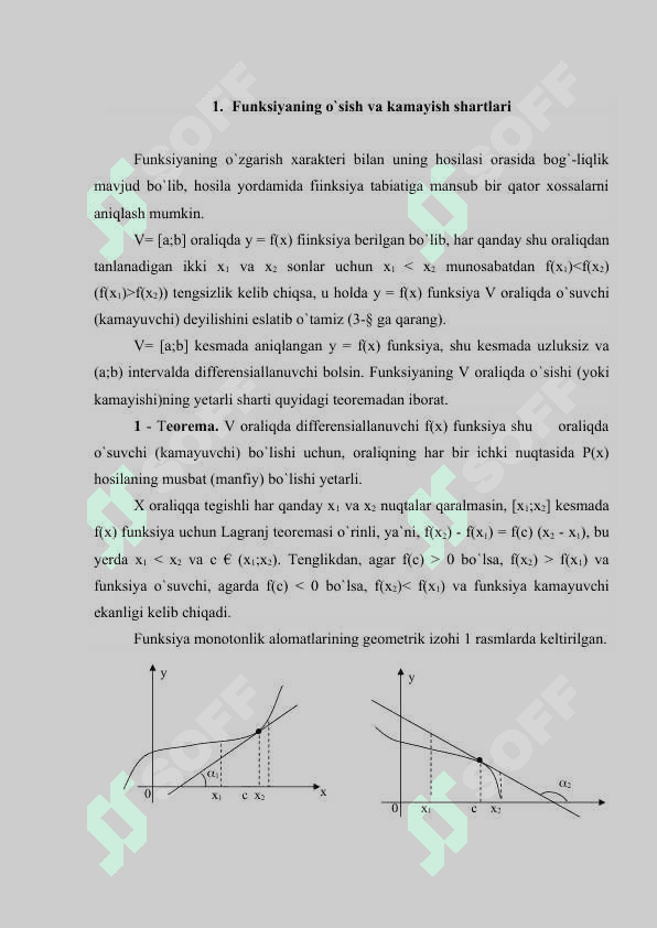 Funksiyani hosila yordamida to`la tekshirish va uning grafigini chizish 2