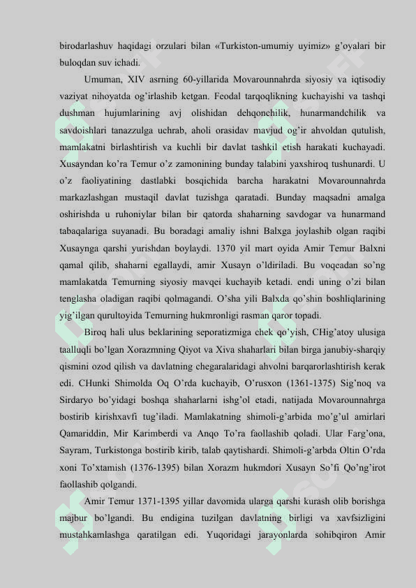 Amir Temur  davlatining vujudga kelishidagi tarixiy shart sharoitlar 7
