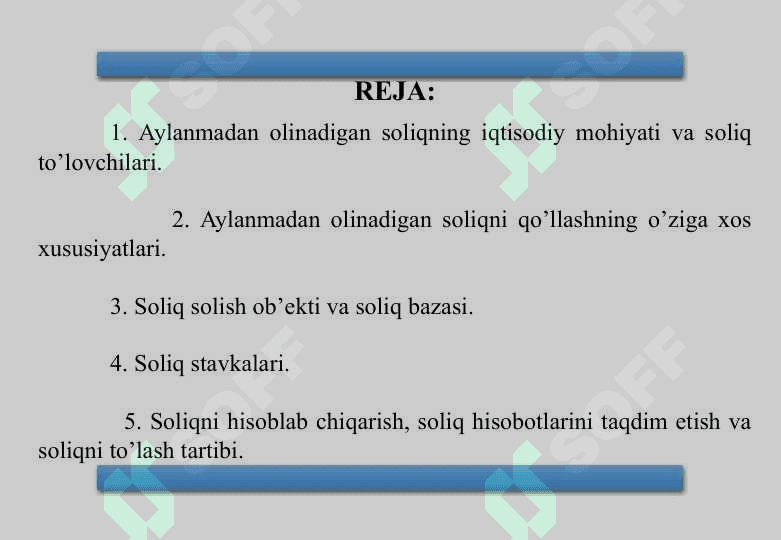 AYLANMADAN OLINADIGAN SOLIQ 2