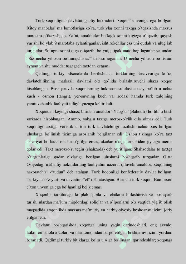 Turk xoqonligida davlat boshqaruvi tuzimi 6