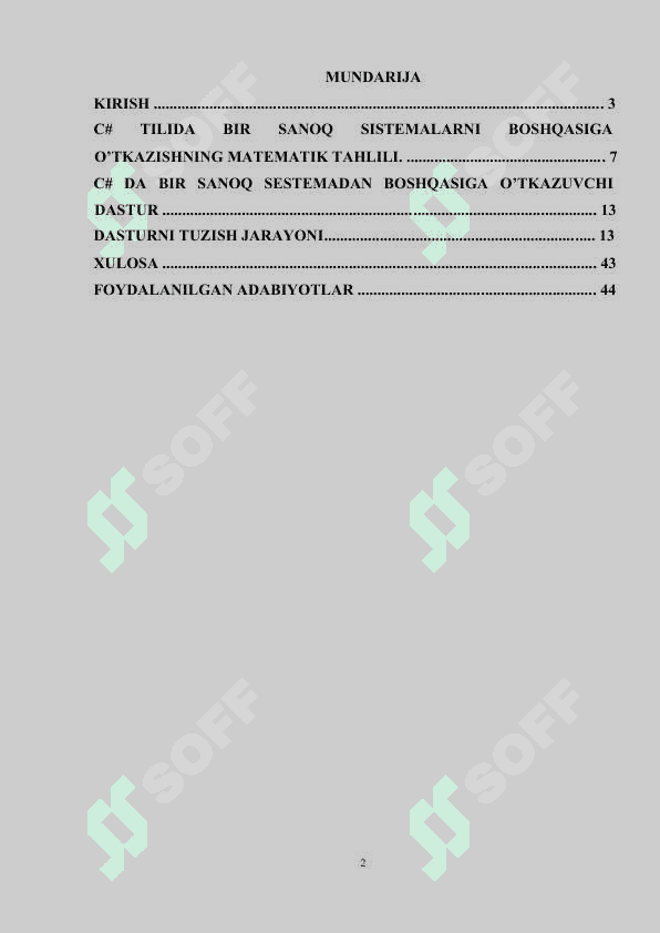 C# dasturlash tilida Sanoq sistemalari dasturini yaratish 2