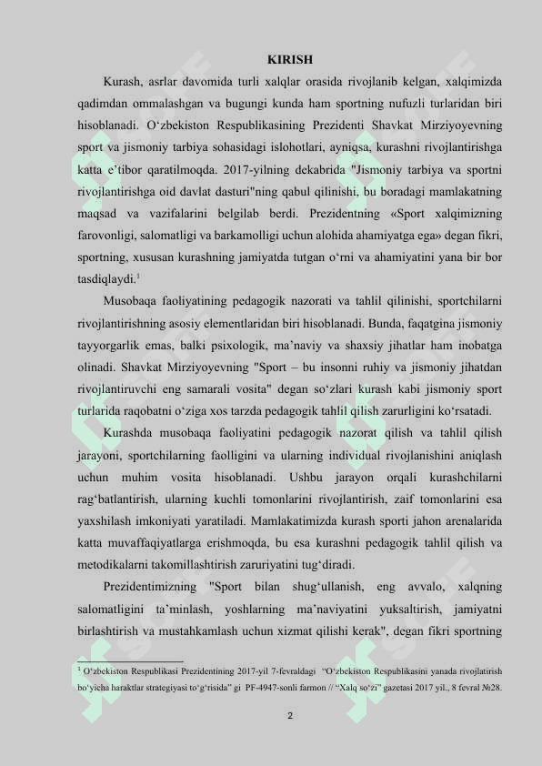 Kurashda musobaqa faoliyatini pedagogik nazorat va tahlil qilish. 2