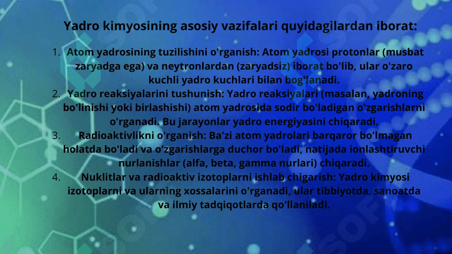 Yadro kimyosi va uning tibbiyotdagi ahamiyati. 4
