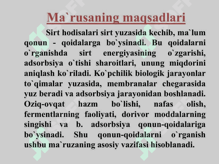 SIRT HODISALARINING  va disper sistemalarining FIZIK-KIMYOSI 2