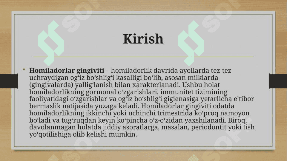 Homiladorlar gingiviti kechishi, davolash va oldini olish 2