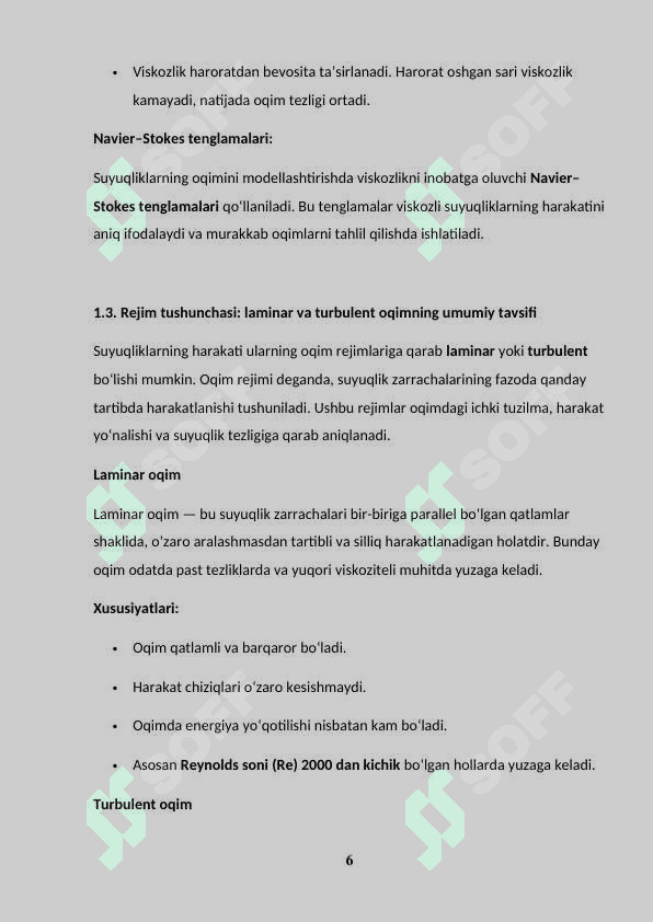 SUYUQLIK OQIMINING IKKI REJIMI 6