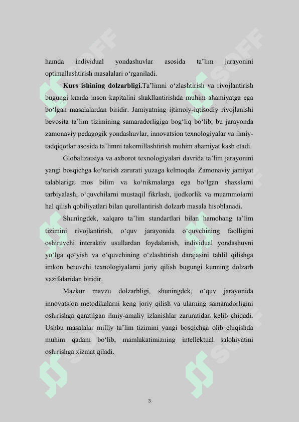 Ta’limni o‘zlashtirilishi va rivojlanishi 3