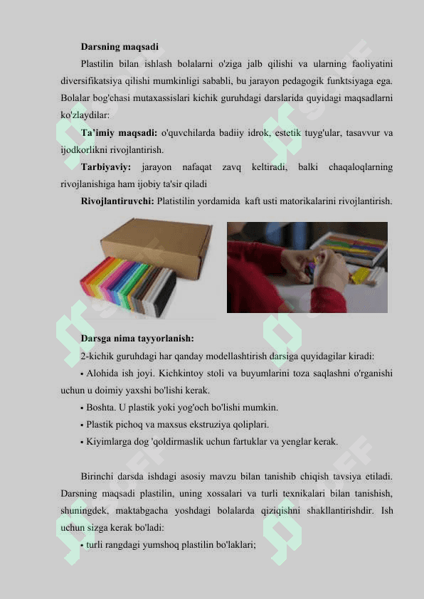 PLASTILINDAN EGULIKLAR TAYYORLAYMIZ 2
