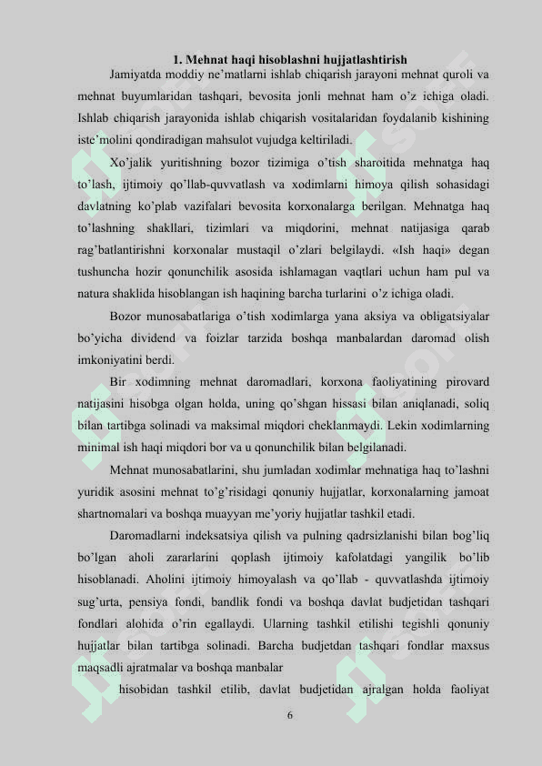 Mehnat haqini hisoblash va tólashni hujjatlashtirish 6