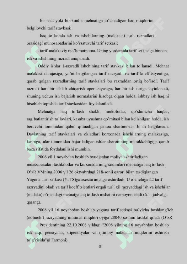 Mehnat haqini hisoblash va tólashni hujjatlashtirish 8