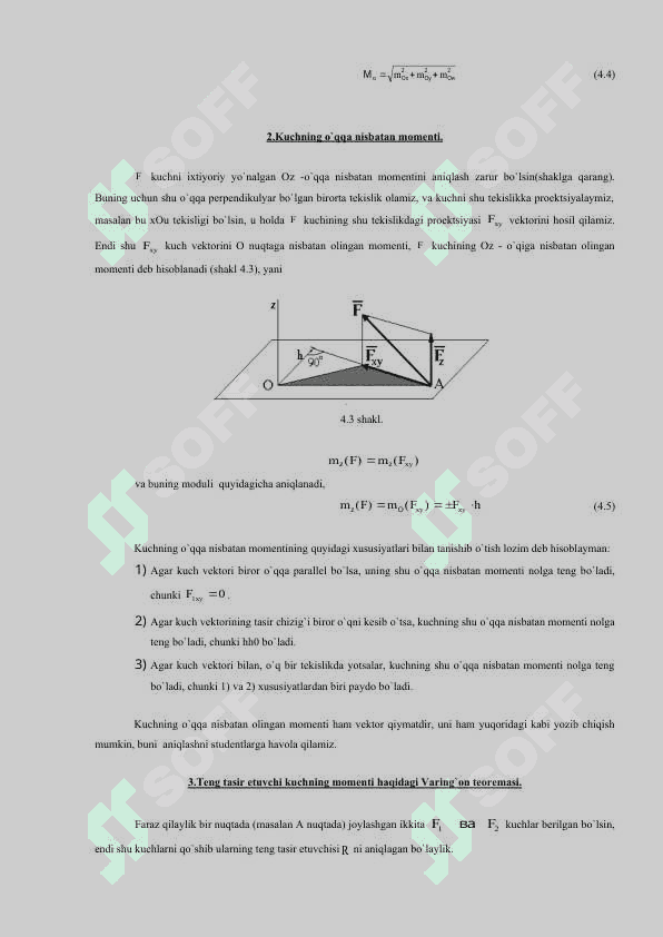 KUCHNING NUQTAGA VA O`QQA NISBATAN MOMENTI 4