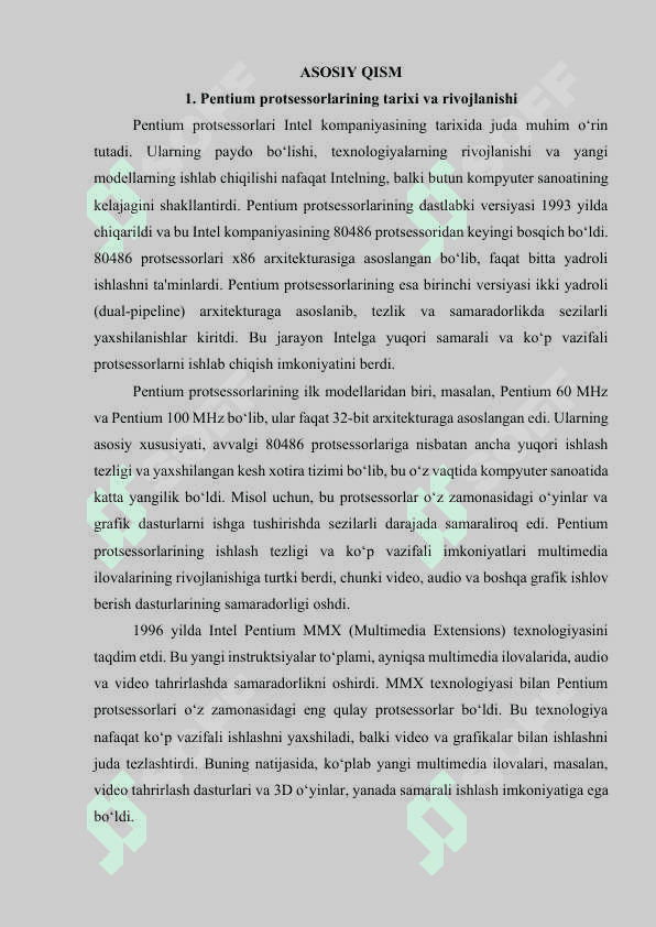 Pentium sinfiga tegishli protsessorlar. Ularning ishlash prinsiplari, avfzalligi va kamchiliklari 4