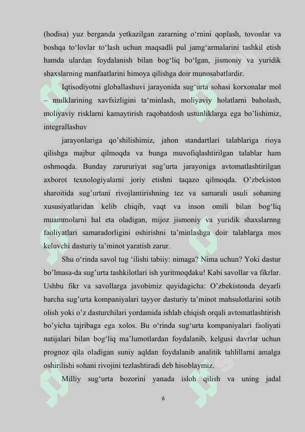 Sug'urta kompaniyalari moliyaviy resurslarini boshqarish masalalari 6
