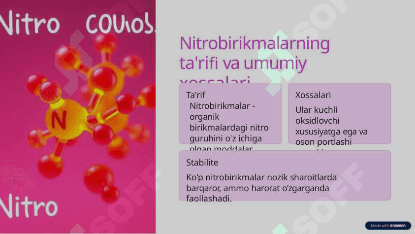 Nitrobirikmalar Xossalari, Ishlatilishi va Xavfsizligi 2