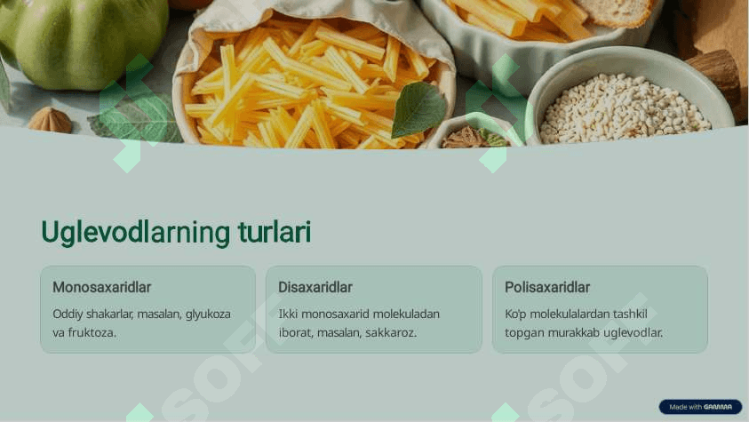 Uglevodlar energiya manbayi va hayot asosi 2