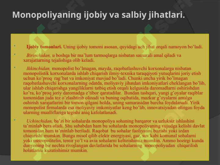 Davlatning monopoliyaga qarshi kurashish yo’llari. 5