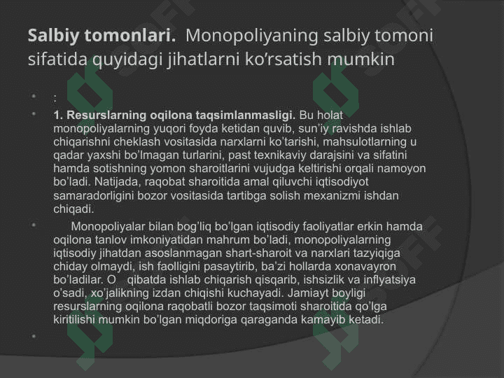 Davlatning monopoliyaga qarshi kurashish yo’llari. 6