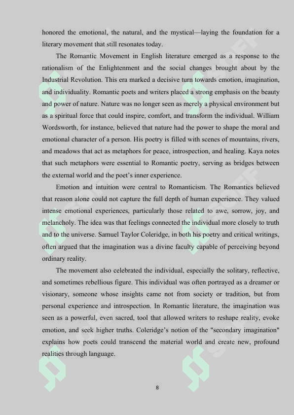 The Romantic Movement in English literature 8