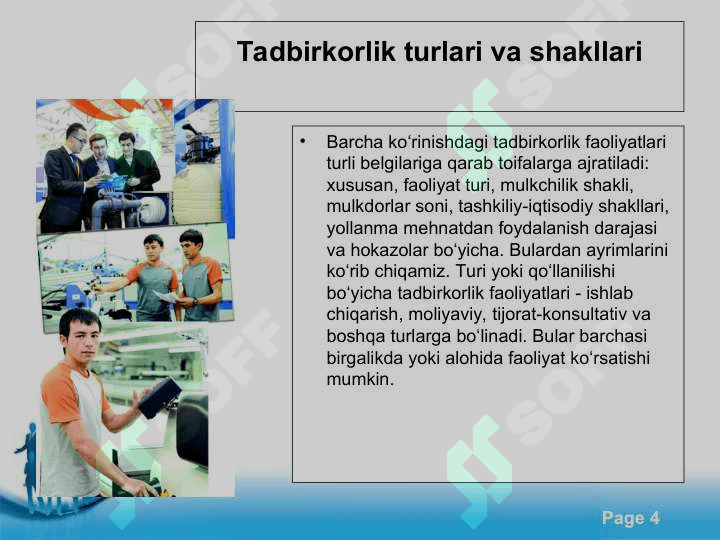 Xususiy tadbirkorlik: mohiyati va xususiyatlari 4