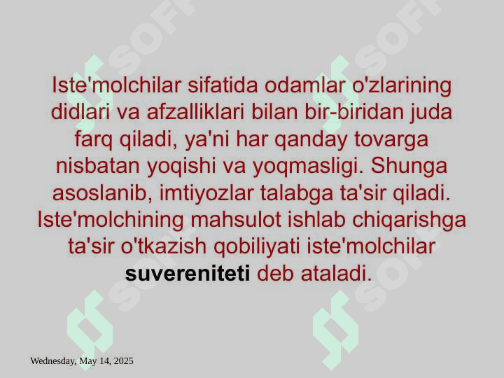 Iste'molchi xulq-atvori nazariyasi 2