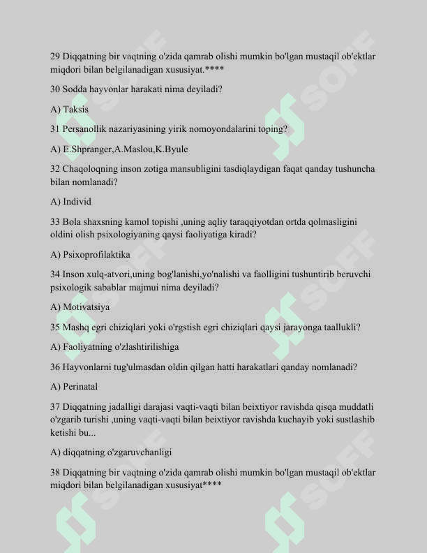 PSIXOLOGIYA Yakuniy Javoblari 4