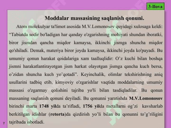 KIMYONING ASOSIY TUSHUNCHA VA QONUNLARI 7
