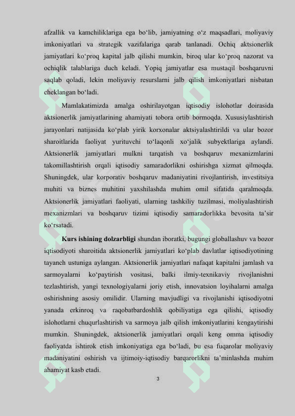 Kurs ishi Aksionerlik jamiyati haqida 3