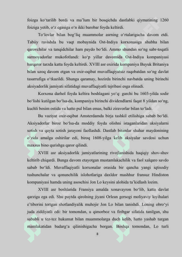 Kurs ishi Aksionerlik jamiyati haqida 8