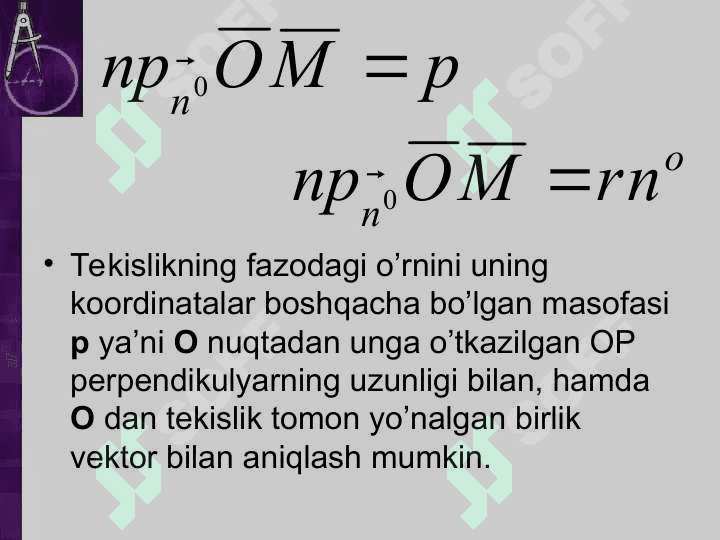 Fazoda to`g`ri chiziq va tekisliklarning turli tenglamalari 3