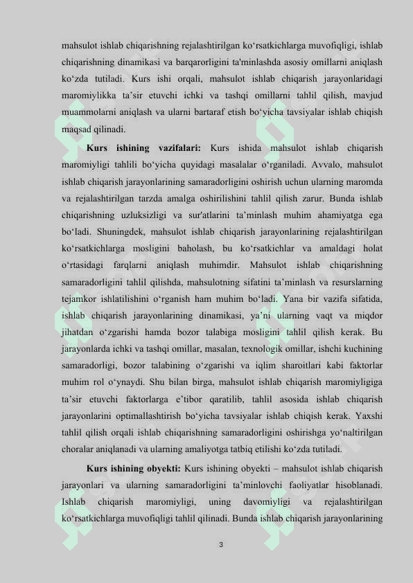 Mahsulot ishlab chiqarish maromiyligi 3