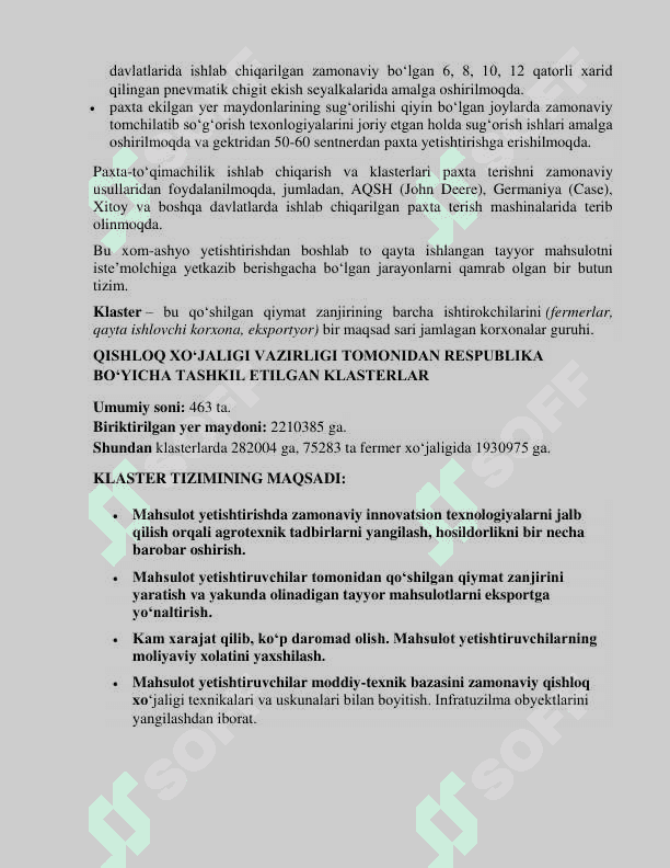 Pahta klaster haqida tushuncha va eksport sayohati 4
