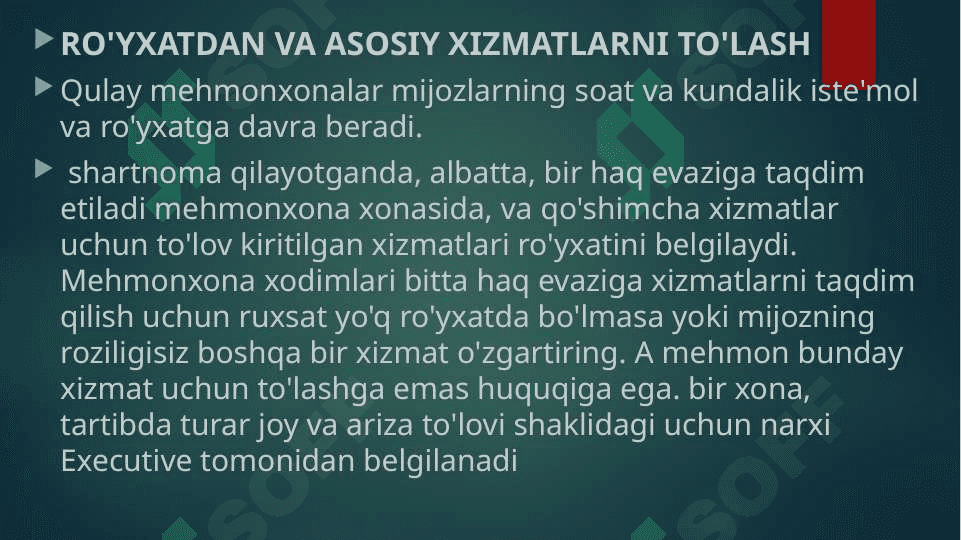 Mehmonxona xizmatlari va uning o’ziga xos xususiyatlari 6