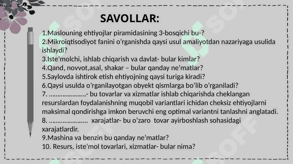 Iqtisodiy bazis tushunchalar. 3