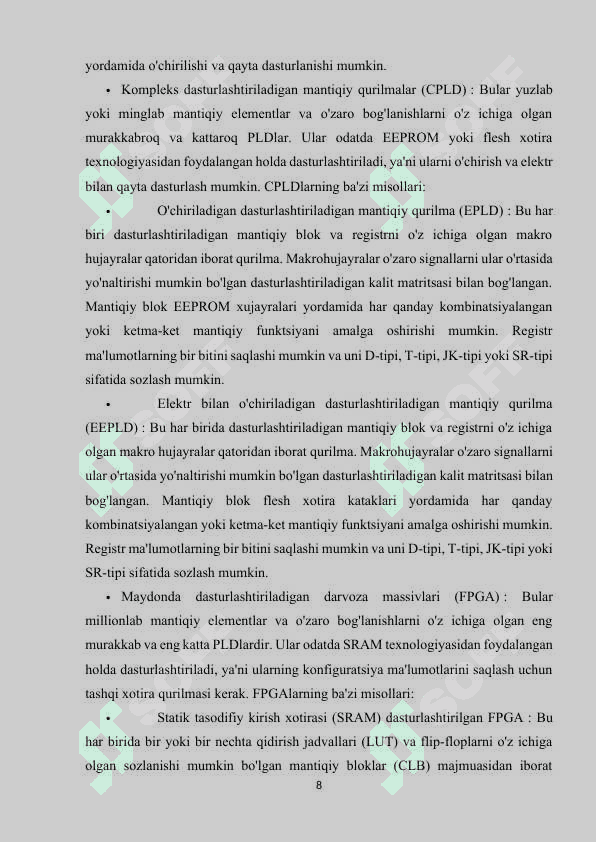 QURILMALARNING DASTURIY TA'MINOTI. ARDUINO MIKROKONTROLLERI 8