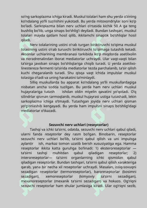 NERV TO‘QIMASI. NERV OXIRLARI (SINAPSLAR) 2