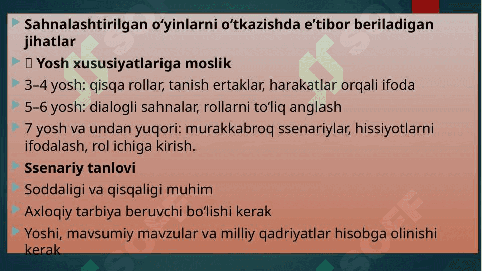 Sahnalashtirilgan oʼyinlarni tashkil etish va oʻtkazish 4