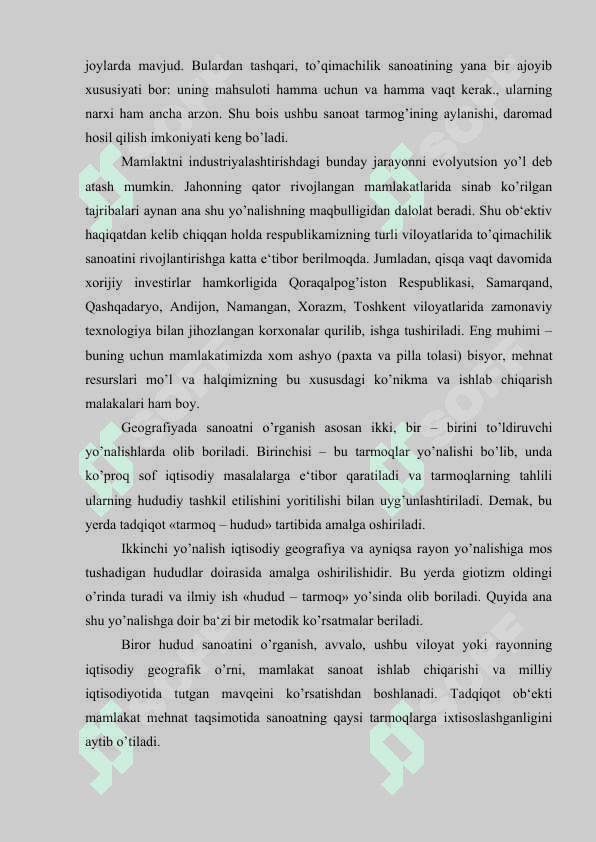 SANOAT VA QISHLOQ  XO'JALIGINING GEOGRAFIYASI 3