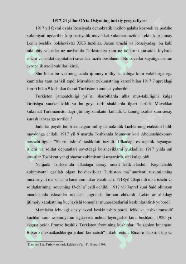 TURKISTONNING 1917-1920-YILLAR  TARIXIY GEOGRAFIYASIGA TAVSIF 3