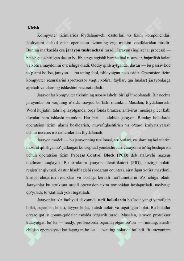 Operatsion tizim fanidan mustaqil ish 3