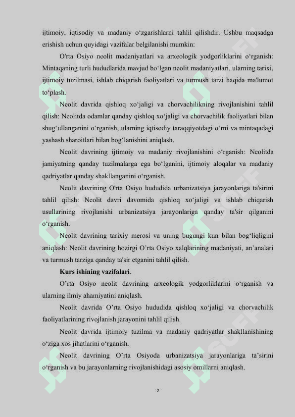 O’rta Osiyoda neolit davri tarixining o’rganilishi 2