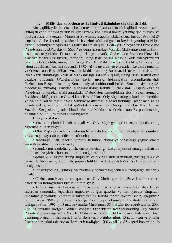 MUSTAQIL O'ZBEKISTONDA HOKIMIYATLAR BO'LINISHI PRINSIPI 2