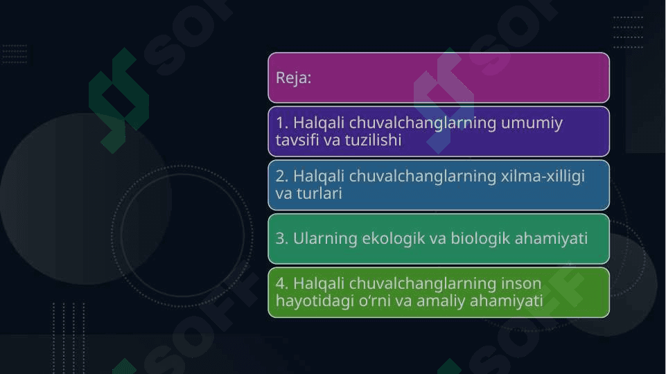 “halqali chuvalchanglar xilma xilligi ularning ahamiyati 2