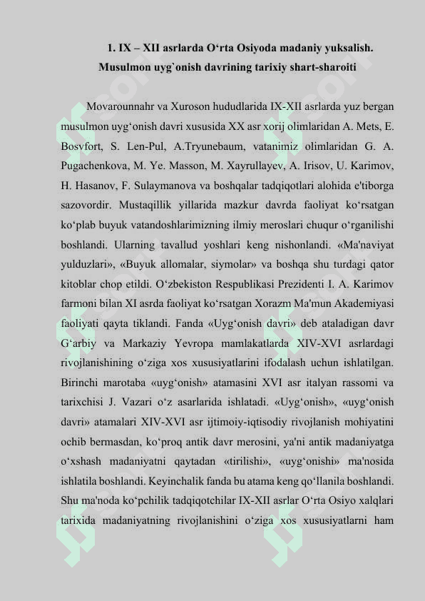 Musulmon Uyg’onish davrida O’rta Osiyoda ilm-fan 2