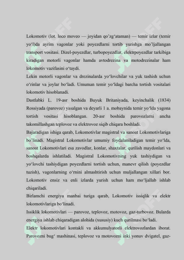 Lokomator harakatlar 2