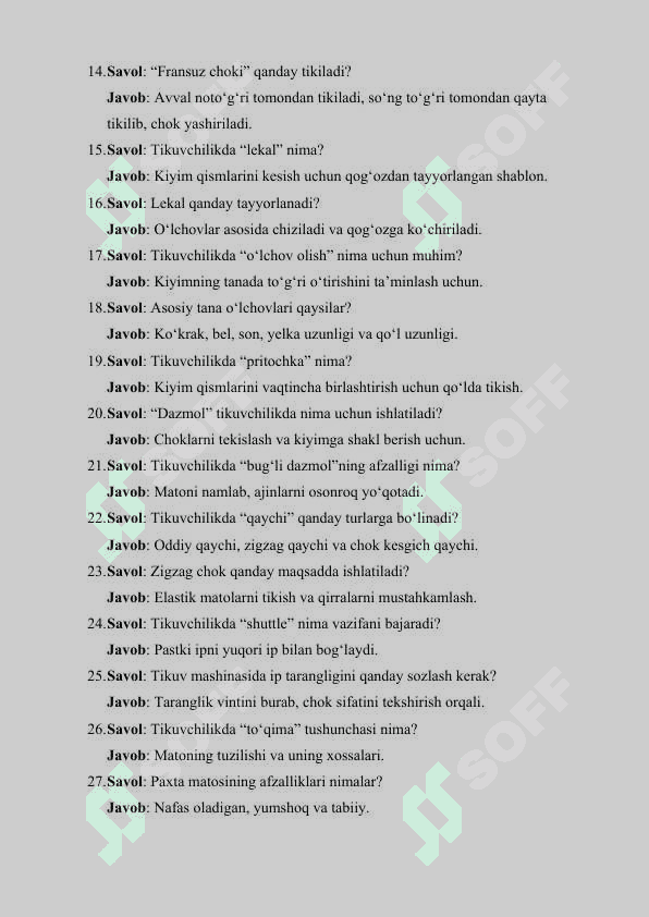 TIKUVCHILIK FANIDAN KASBIY-AMALIY IMTIHON 3