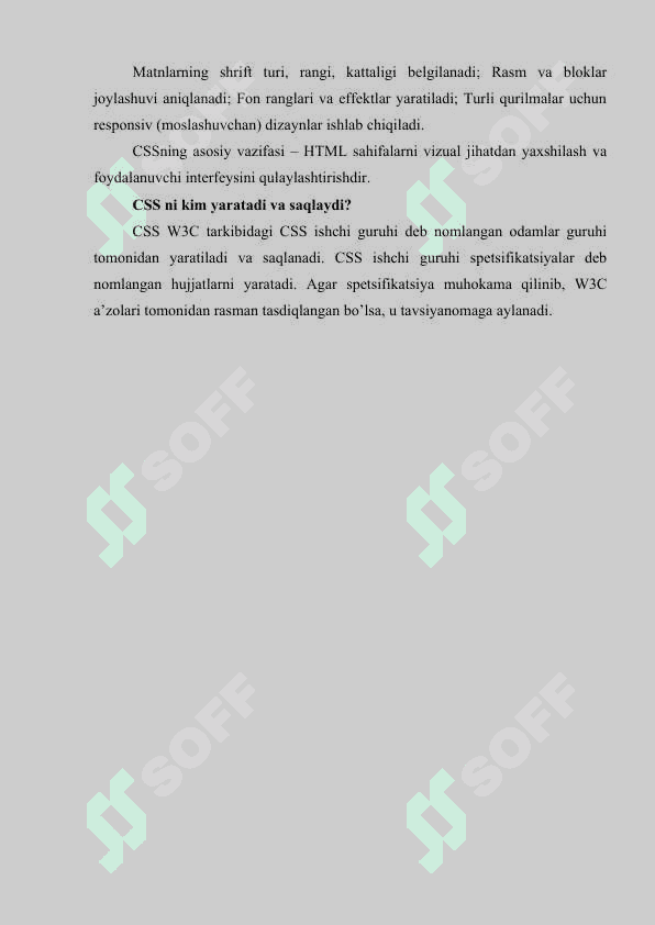 CSS HAQIDA UMUMIY TUSHUNCHA. CSS TURLALARI VA ULARNING QO‘LLANILISHI 8