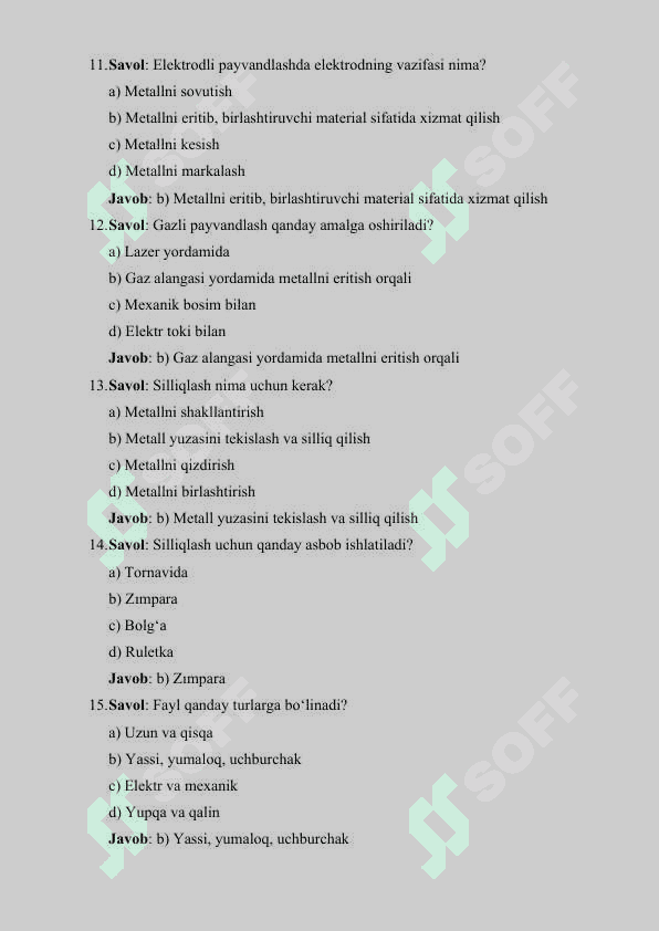 CHILANGARLIK FANIDAN 150TA TEST SAVOLLARI 4