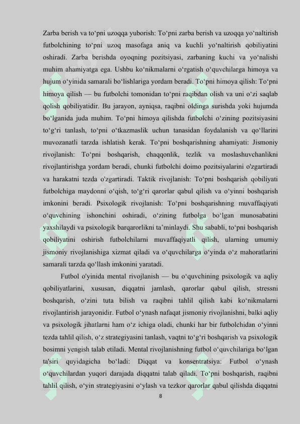 FUTBOL O’YINIDA HARAKATLANISH TEXNIKASINI O’RGATISH 8