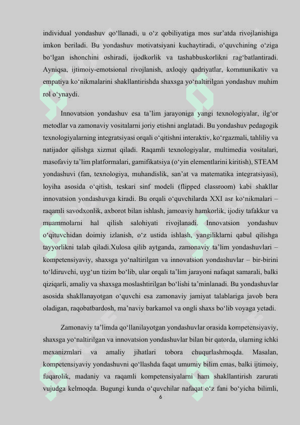 O’QUVCHILARGA QO’YILADIGAN ZAMONAVIY TALABLAR. 6